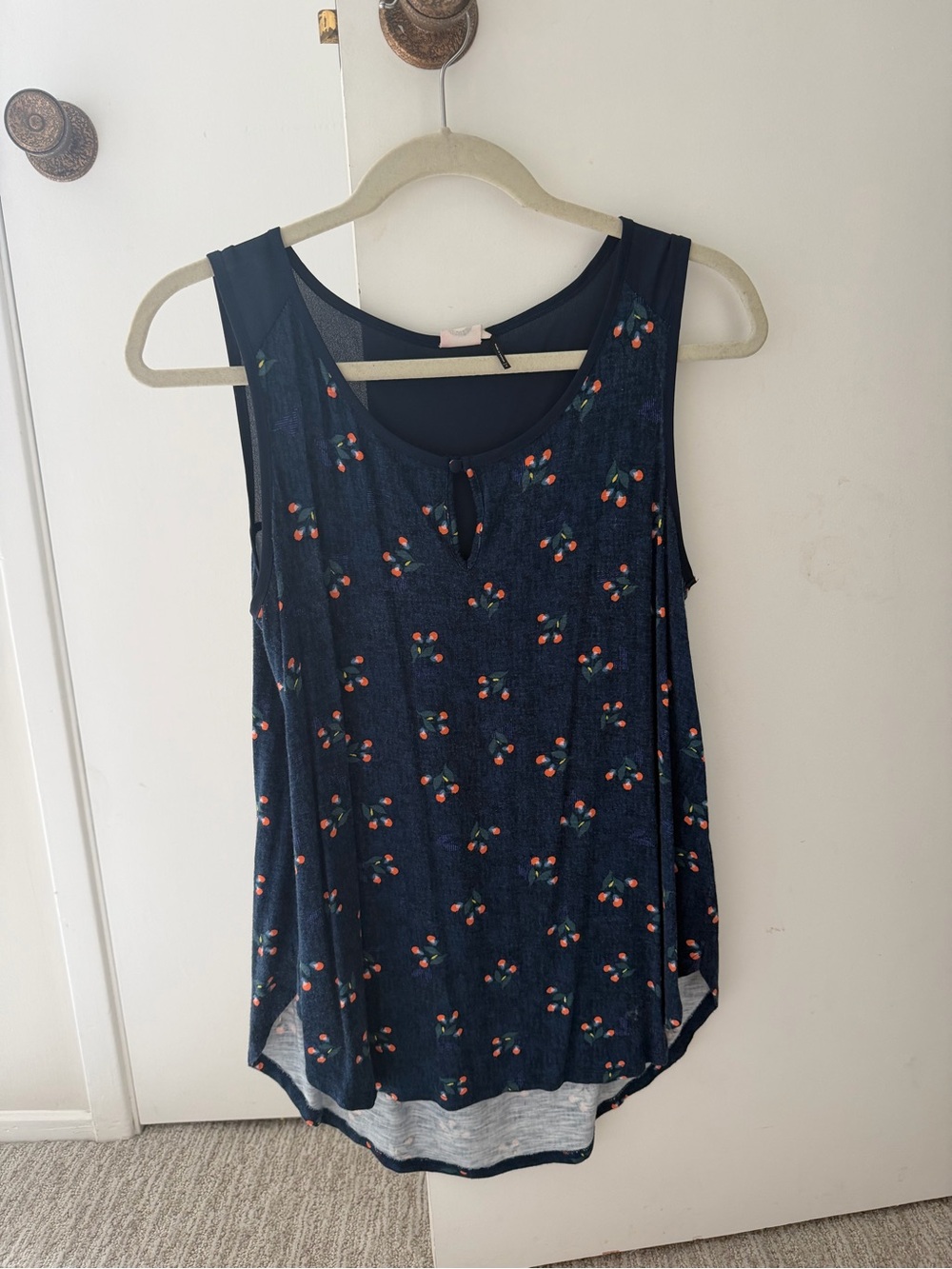 Navy floral Print Sleeveless Women's Tank Top